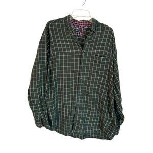 Trader Bay Men's Button Down Shirt Men's Size Large Green Red White Plaid